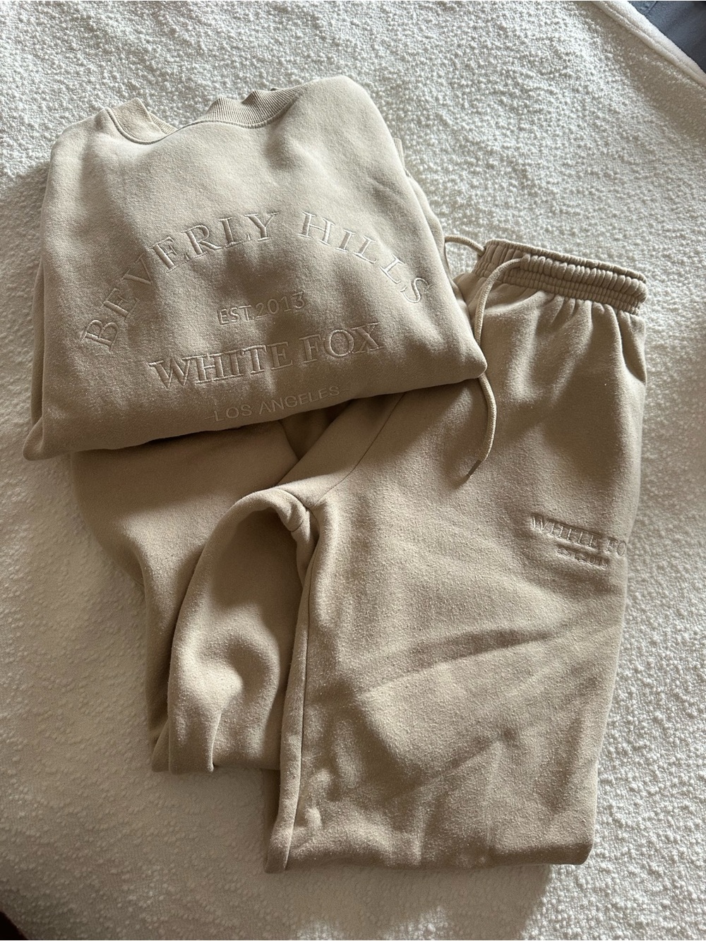 Woman’s White Fox Sweat Set